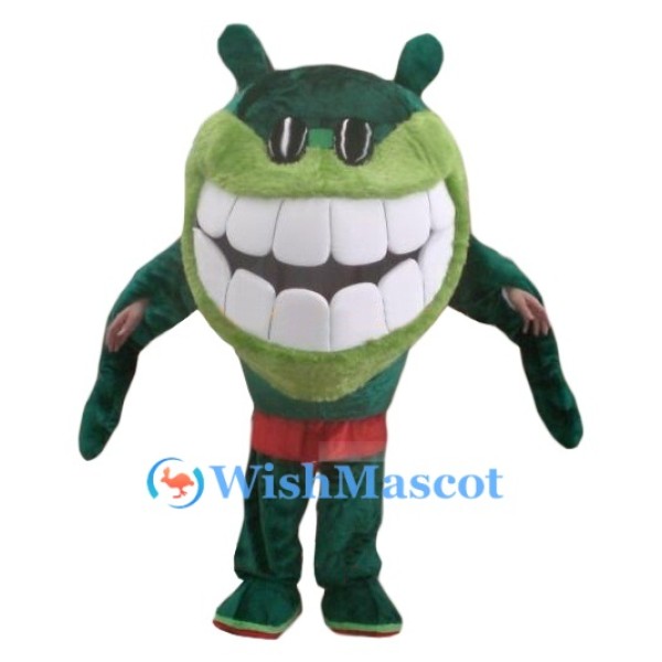Grinning Green Monster Mascot Costume