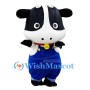 Cow Mascot Costume with Overalls