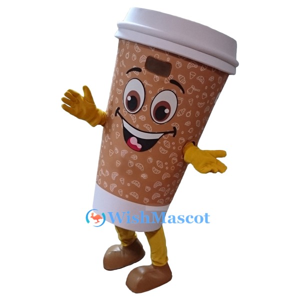 Happy Coffee Cup Mascot Costume