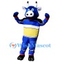 Cheerful Blue Buffalo Mascot Costume