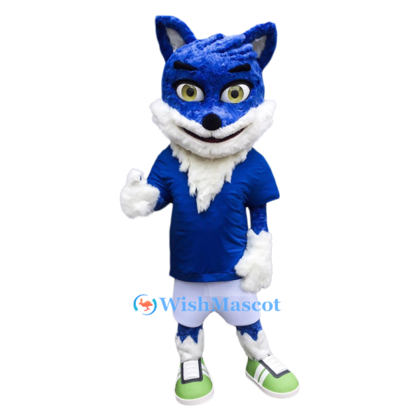 Sporty Blue Fox Mascot Costume