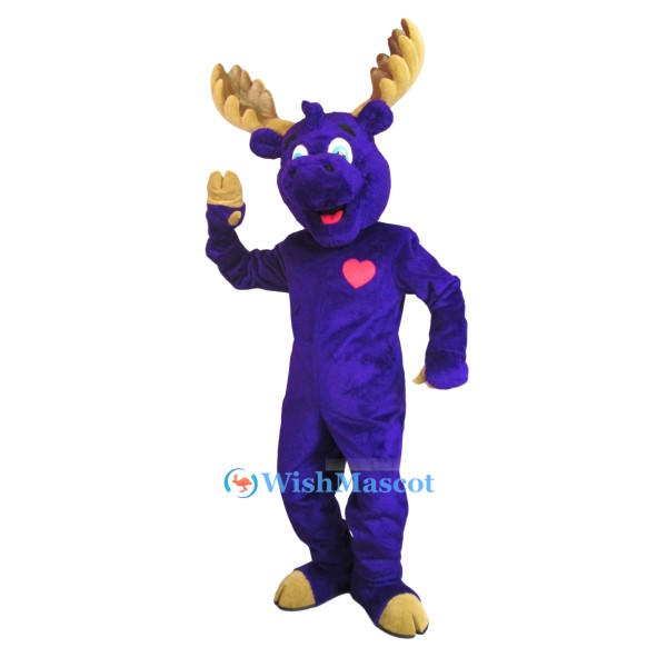 Purple Moose Mascot Costume