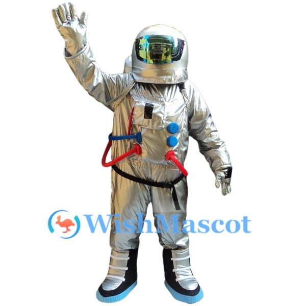 Silver Astronaut Mascot Costume