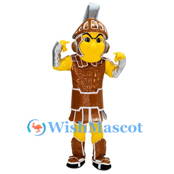 Brown and Yellow Warrior Mascot Costume