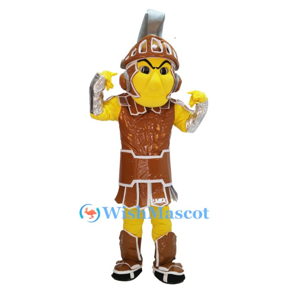 Brown and Yellow Warrior Mascot Costume