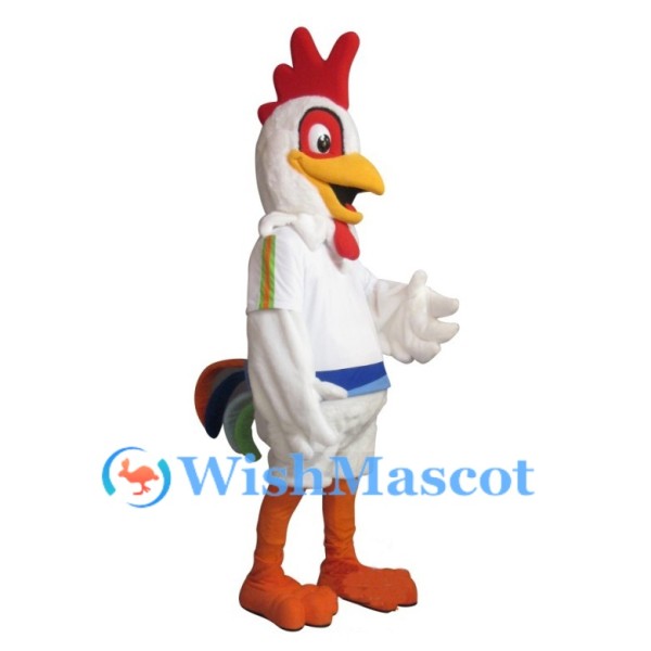 Plush White Rooster Mascot Costume