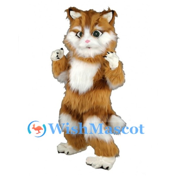 Fur-Textured Brown Cat Mascot Costume