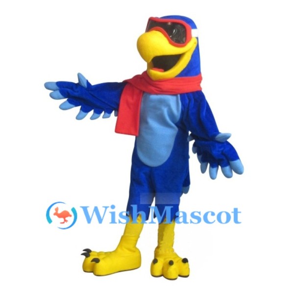 Pilot Blue Parrot Mascot Costume