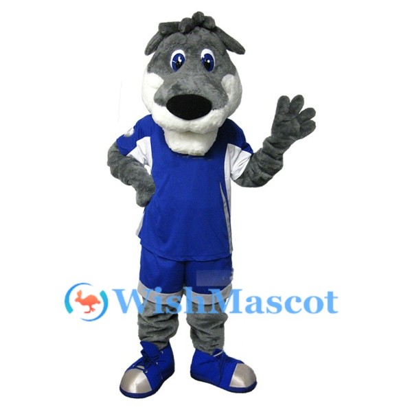 Sporty Grey Wolf Mascot Costume