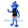 Energetic Blue Frog Mascot Costume