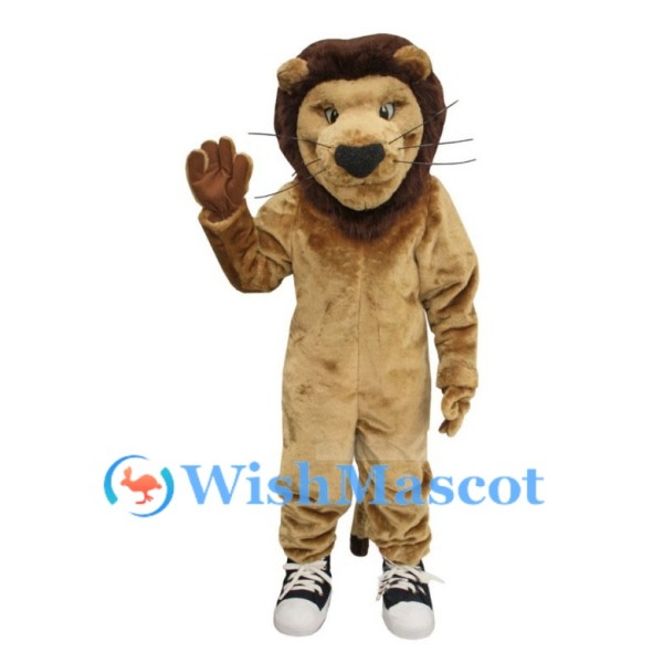 Friendly Brown Lion Mascot Costume