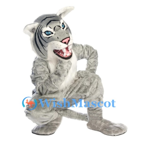 Fierce Gray Wildcat Mascot Costume