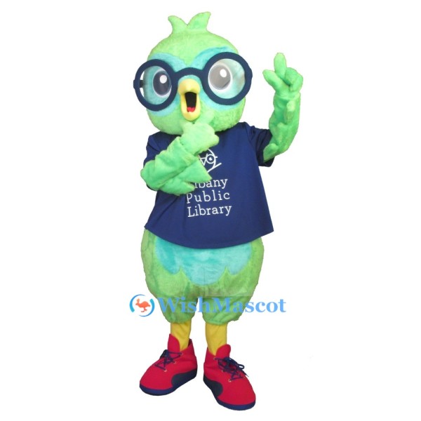 Smart Green Bird Mascot Costume