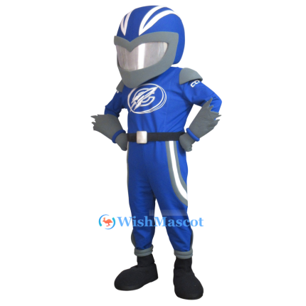 Blue Racing Driver Mascot Costume