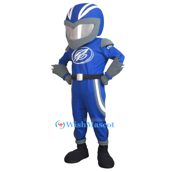 Blue Racing Driver Mascot Costume
