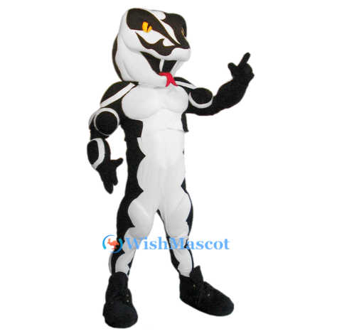 Black & White Muscle Snake Mascot Costume
