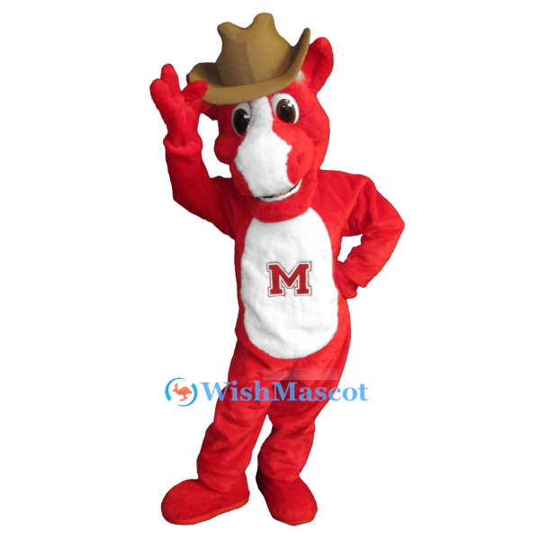 Red Cowboy Horse Mascot Costume