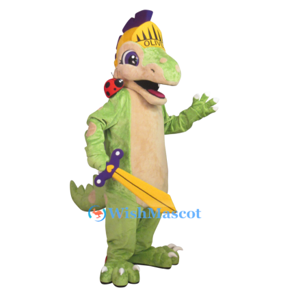 Green Dinosaur Knight Mascot Costume