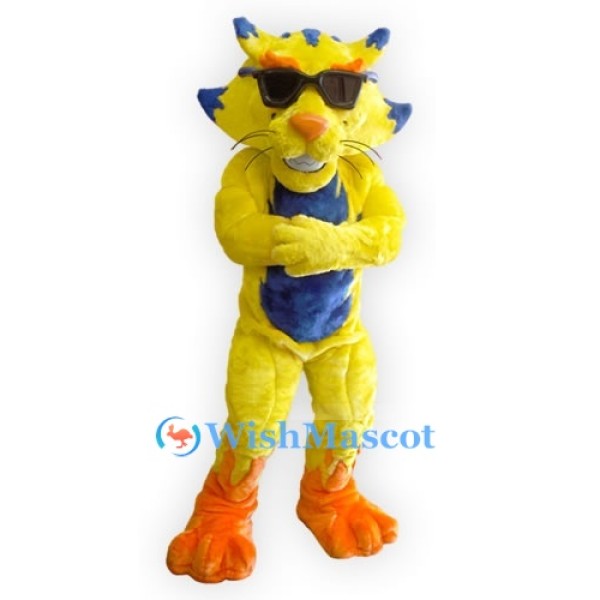 Power Yellow Wildcat Mascot Costume
