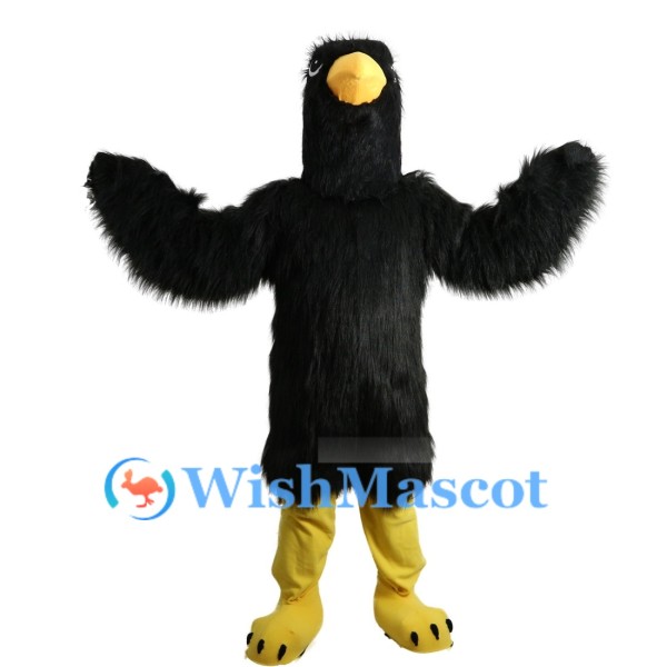 Furry Black Eagle Mascot Costume