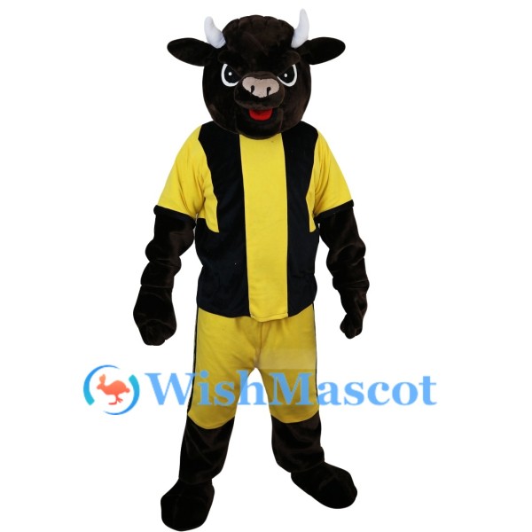 Sporty Black Bull Mascot Costume