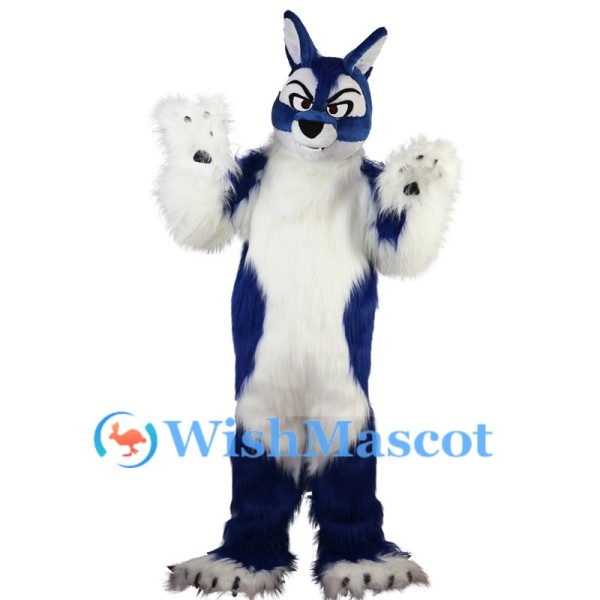 ‌Furry Blue and White Wolf Mascot Costume