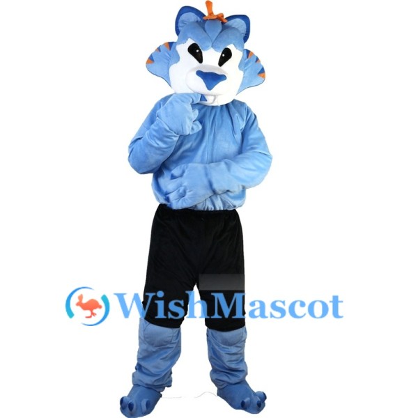 Serious Blue Tiger Mascot Costume