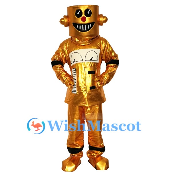 Shiny Gold Robot Mascot Costume