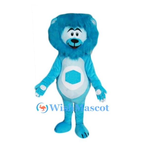‌Blue Plush Lion Mascot Costume