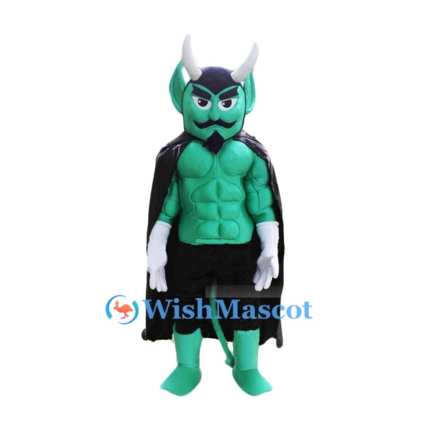 Muscle Green Devil Mascot Costume