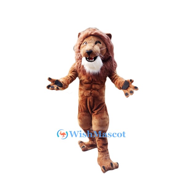 Happy Muscle Lion Mascot Costume