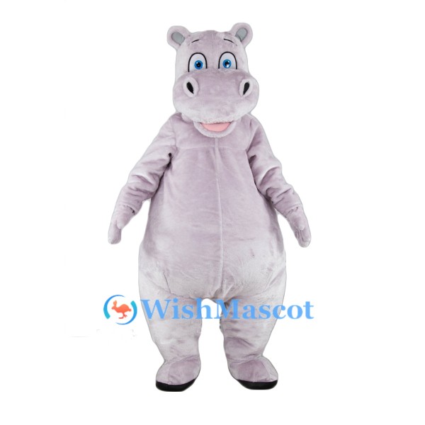 ‌Cute Gray Hippo Mascot Costume