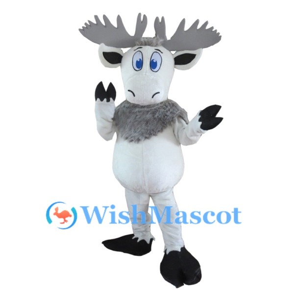‌Cute White Moose Mascot Costume