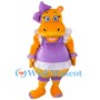 Purple-Dressed Hippo Mascot Costume