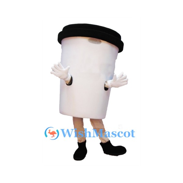 White Coffee Cup Mascot Costume