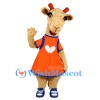 Orange Dress Giraffe Mascot Costume