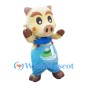 Cartoon Pig Mascot Costume with Overalls
