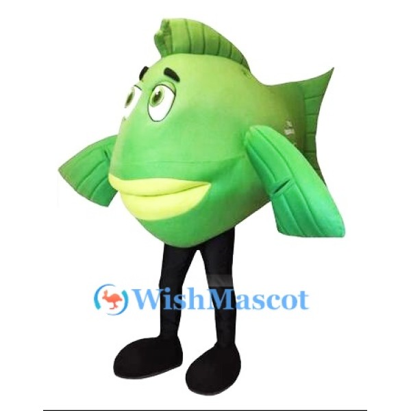 Lively Green Fish Mascot Costume