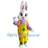 Easter Bunny Mascot Costume with Overalls