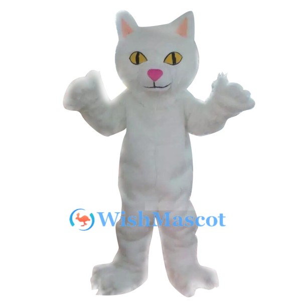 ‌Cute White Cat Mascot Costume
