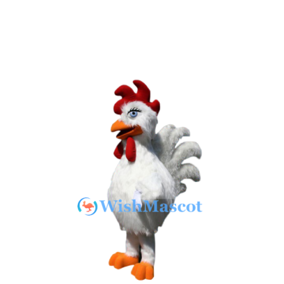 Realistic White Rooster Mascot Costume