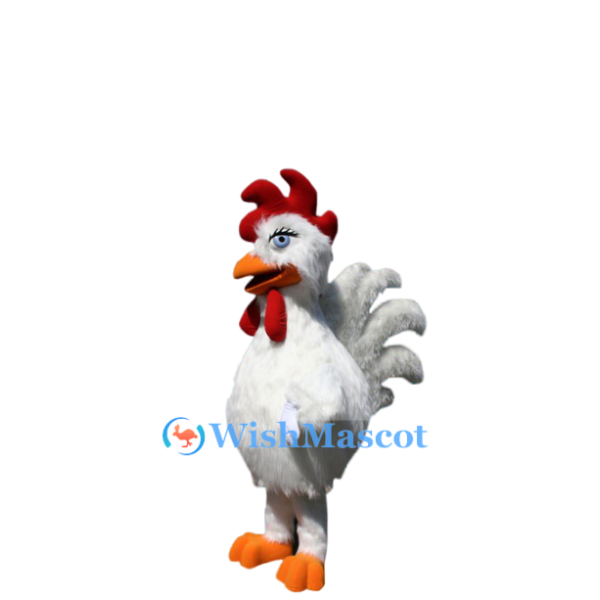 Realistic White Rooster Mascot Costume