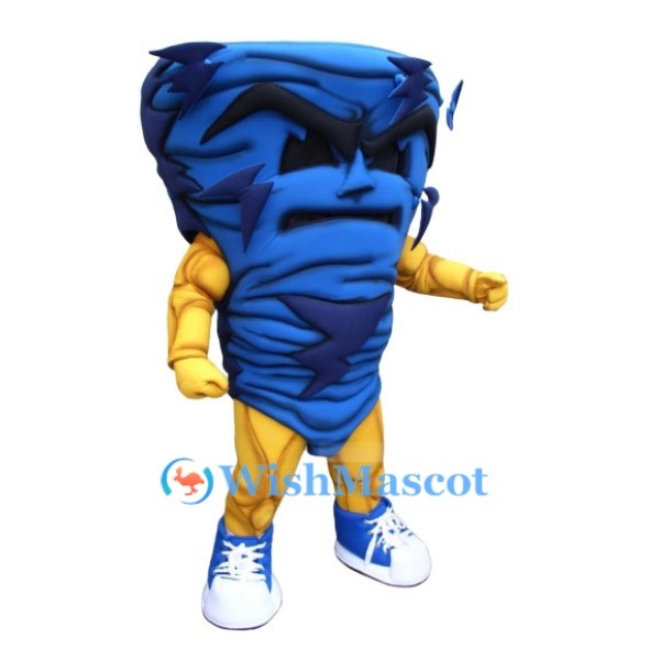 Muscle Blue Tornado Mascot Costume