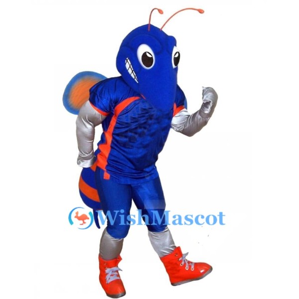 Sports Blue Hornet Mascot Costume