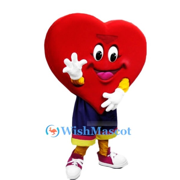 Friendly Red Heart Mascot Costume