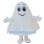 Smiling White Ghost Mascot Costume