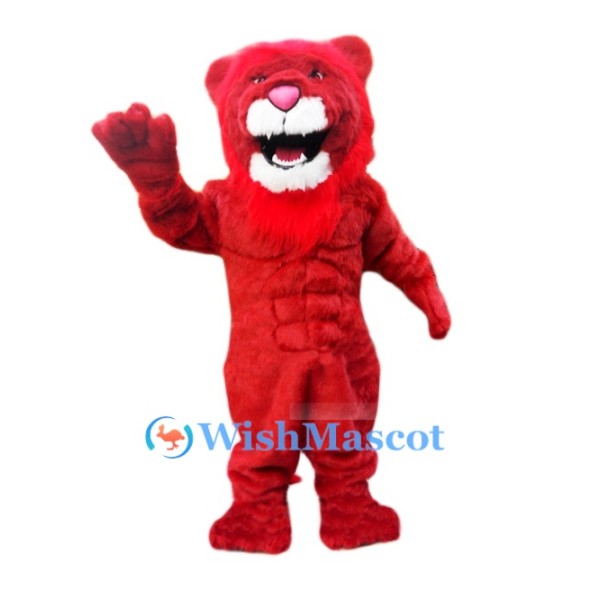 Muscle Red Lion Mascot Costume