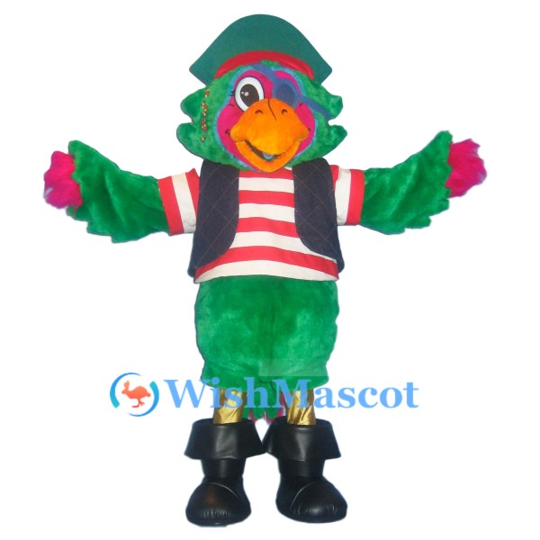 Green Parrot Pirate Mascot Costume