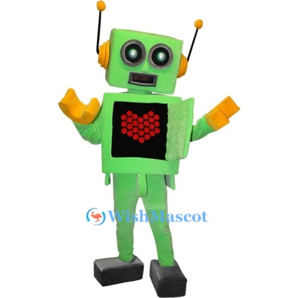 Lively Green Robot Mascot Costume