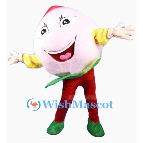 Happy Pink Peach Mascot Costume